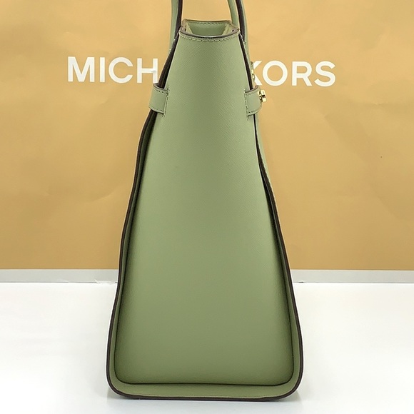 MICHAEL KORS CARMEN LARGE NORTH SOUTH TOTE LIGHT SAGE COLOR - Picture 6 of 16
